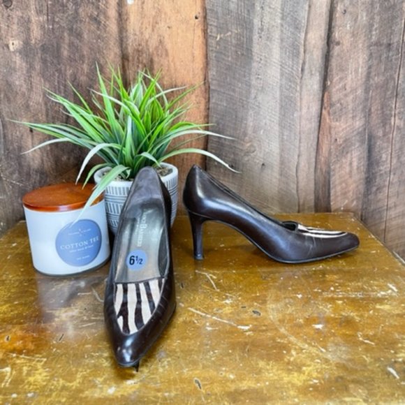 Franco Barbieri Italian Leather Zebra Print Heel - Size 6 1/2 - Picture 5 of 9